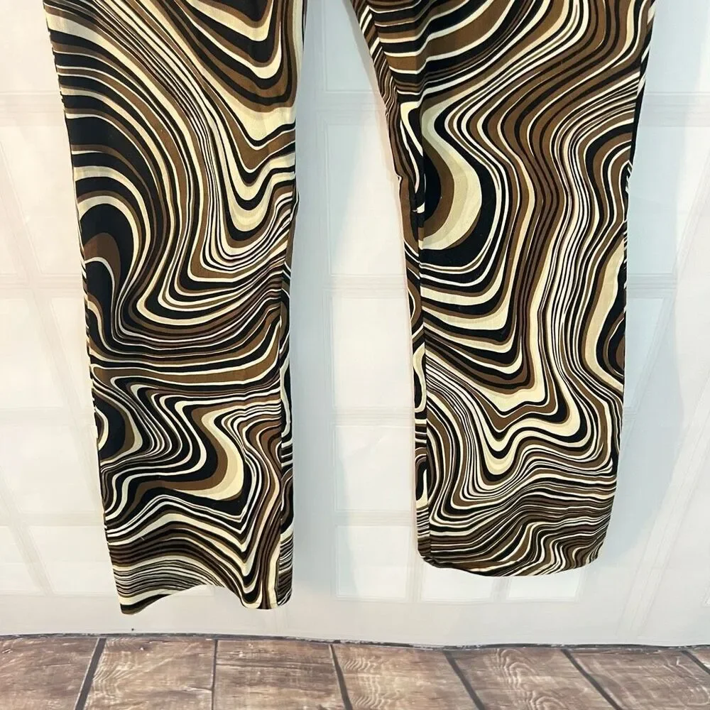 Motel Zoven Multicolor Ripple High Waist Flare Trouser In 70's Size XS - Picture 6 of 12